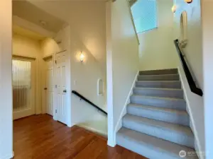 Follow the stairs up the the 3rd story primary en suite.