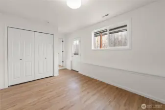 Dedicated office with a side entrance, featuring cable and ethernet outlets for seamless connectivity