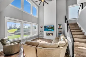 Living area with staircase