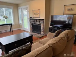 Living area with fireplace
