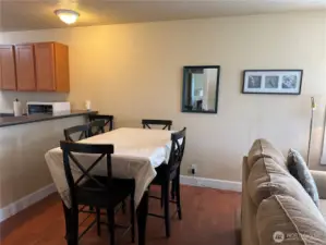 Dining area with bar to the left