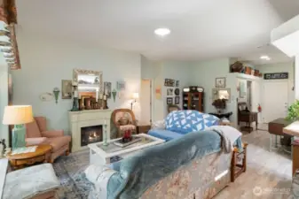 Living room with electric fireplace