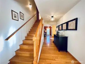 Your staircase and oversize hallway to family room
