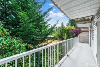 Huge private Deck with 2 Sliders that runs from the Living Room to the Guest Bedroom.