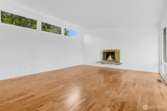 Great room with windows to the east.