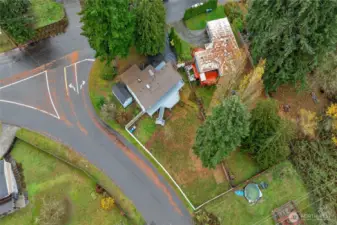 another view from above looking at the house lot and streets with an easterly orientation.