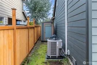 Convenient backyard storage shed offers space for tools, bikes, and seasonal items while keeping the yard open and organized. New air conditioning system installed within the last year provides efficient, year-round comfort.