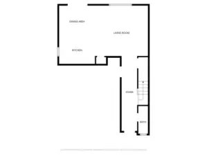 Main floor layout highlights open living, dining, and kitchen spaces with convenient entry and bath.