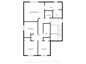 Upper level includes primary suite, additional bedrooms, bathrooms, and laundry room.