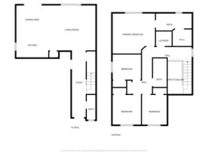 Full floor plan illustrates efficient two-story layout with well-defined living and sleeping areas.