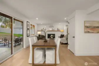Kitchen opens to dining area and family room.