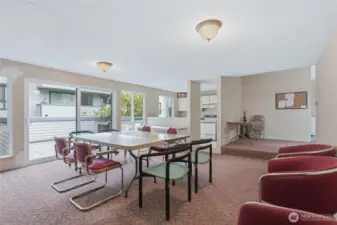 Lounge/Kitchen area next to BBQ Patio in the Clubhouse.
