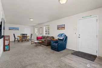 Front door and living room. Exterior door to the back yard is straight ahead.