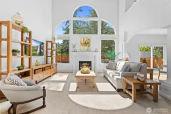 Living Room with vaulted ceilings