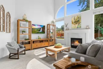 Living Room with vaulted ceilings