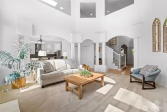 Living Room with vaulted ceilings
