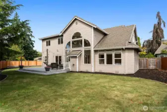 Fully Fenced Backyard with patio