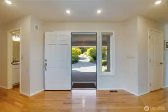 Front door is perfectly situated to welcome friends and family as they come by!