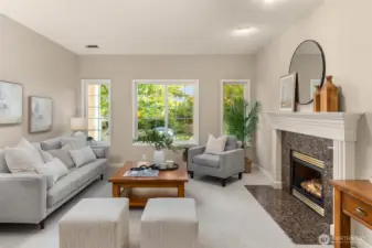 Second living space with gas fireplace.