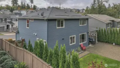 Drone photo of back yard.