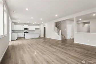 Open concept living in this massive great room and kitchen.