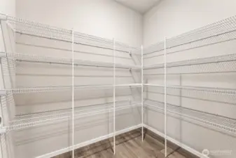 Walk in Pantry with tons of shelving.
