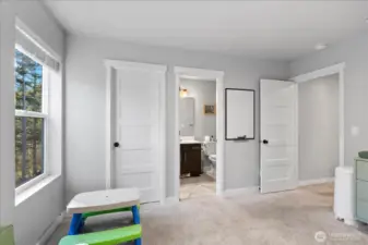 Looking toward private bath & walk-in closet to the left.