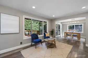 Really an extra space for entertaining, seasonal decorating, extended dining area. Wide open spaces throughout the house gives it that "extra" volume!