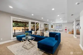 Another view with so much room to play, to enjoy, to have an ADU maybe with an easily added kitchen?! Pool table and game room easily fits... endless opportunities!  And... lots of windows to the private backyard! In and out of the spacious hot tub!!