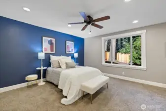 Downstairs bedroom is so spacious!  Any bed fits plus extra room for dressors, end tables, etc...