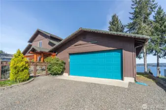 Detached two car garage with studio in back.