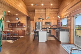 Kitchen viewed from living room.
