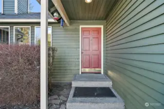 This home features a covered entryway at the front door.