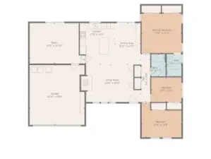 The floor plan with room sizes.