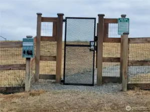 Entrance to the dog park. Only residents of The Village can utilize it because of the coded entry.