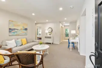 This spacious rec room serves as a central hub for the home's three additional bedrooms and a full bathroom - perfect as a kids’ zone, teen lounge, or casual hangout space. All bedrooms are generously sized and feature California Closet systems for smart storage. this home is well-suited for multi-generational living with its flexible layout and private wing configuration.