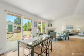 Eating space off Kitchen that leads to patio.
