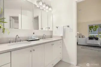 Newly remodeled primary bathroom.