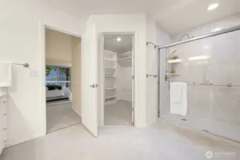 Spacious ensuite bathroom with fully remodeled walk in shower