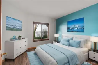 Virtually Staged Bedroom 2 (one of two bedrooms in basement)