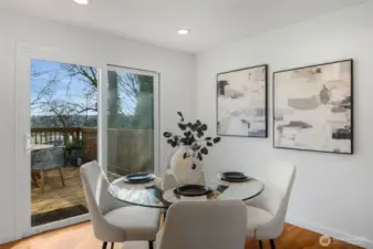 Dining room with bright south facing windows