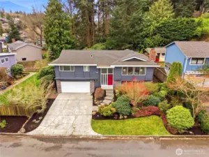 Aerial view of the property. Note the excellent professional landscaping of the front yard.