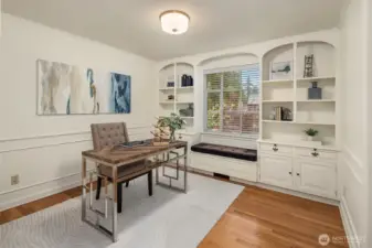 With charming built-ins and a window seat, enjoy this room as an office or a 3rd bedroom upstairs.