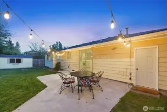 Entertaining patio with outdoor lighting