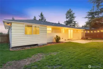 Spacious backyard with patio