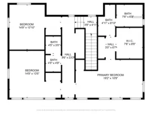 Upper floor plan - dimensions are approximate