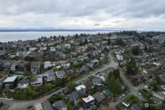 Aerial view, looking west