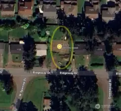 Newer homes behind and neighborhood natural space across the street