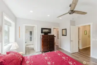 Comfortable and private, this bedroom offers a peaceful place to relax at the end of the day.