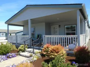 Cozy covered patio with trex decking